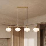 Nordic Linear Globe Chandelier – gold 4-head – premium beige background