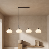 Nordic Linear Globe Chandelier – black 4-head – premium beige background