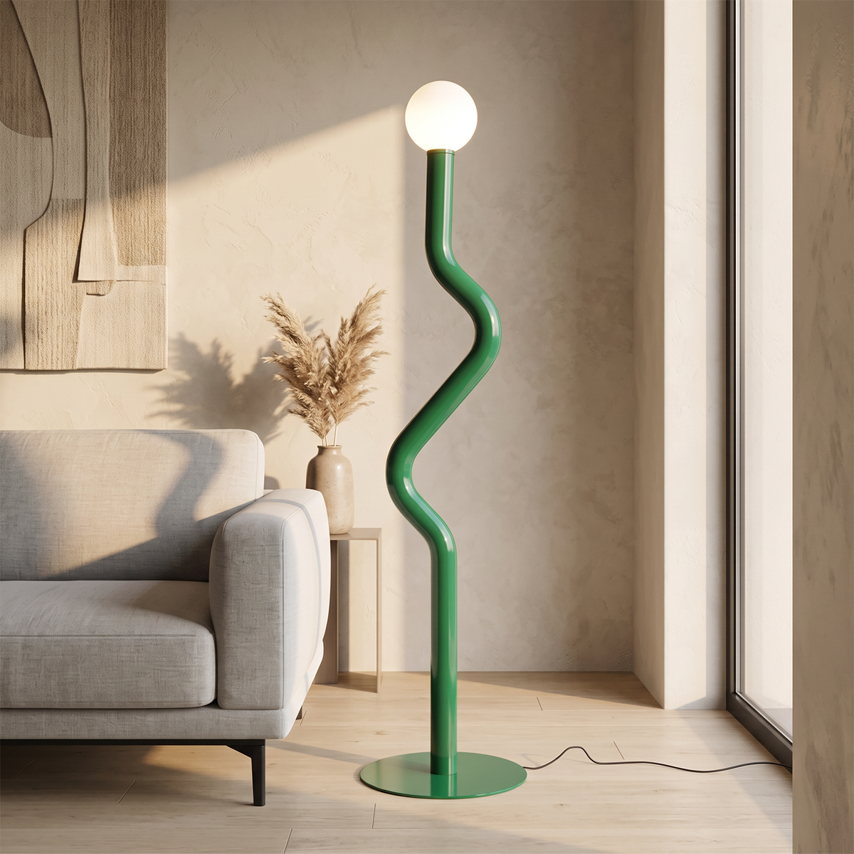 Nordic Modern Floor Lamp – Style 10 Green – Living Room Lifestyle