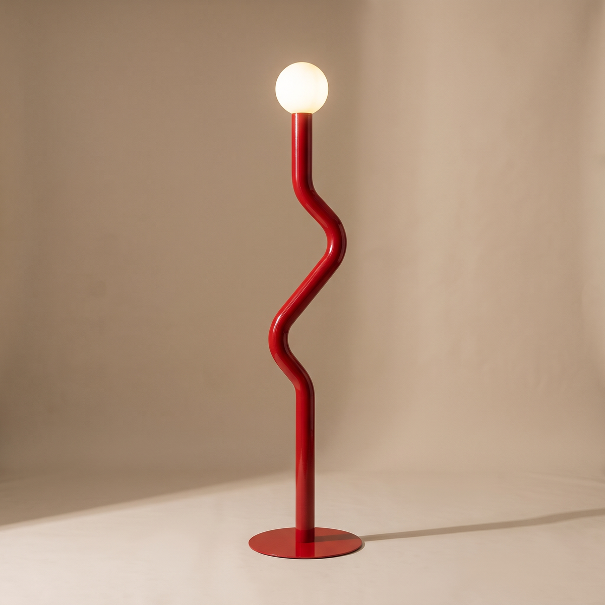 Nordic Modern Floor Lamp – Style 13 Red – Premium Beige Background