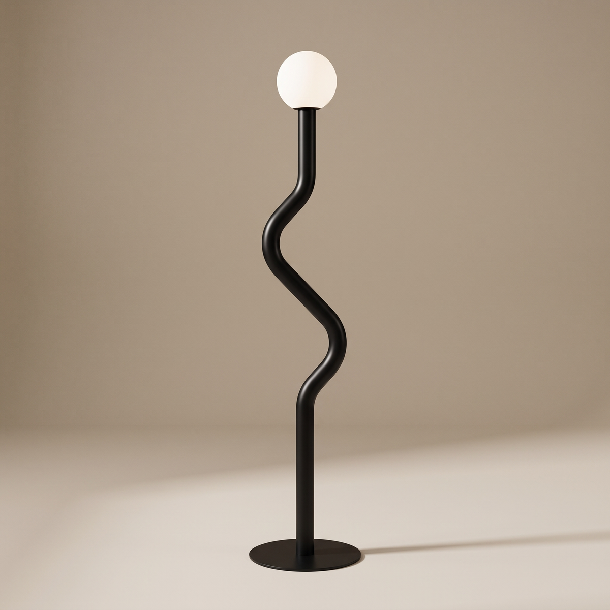 Nordic Modern Floor Lamp – Style 14 Black – Premium Beige Background
