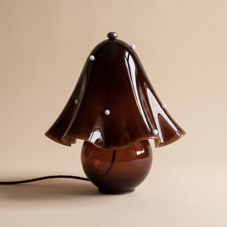 Nordic Skirt Glass Desk Lamp – Claret – Premium Beige Background