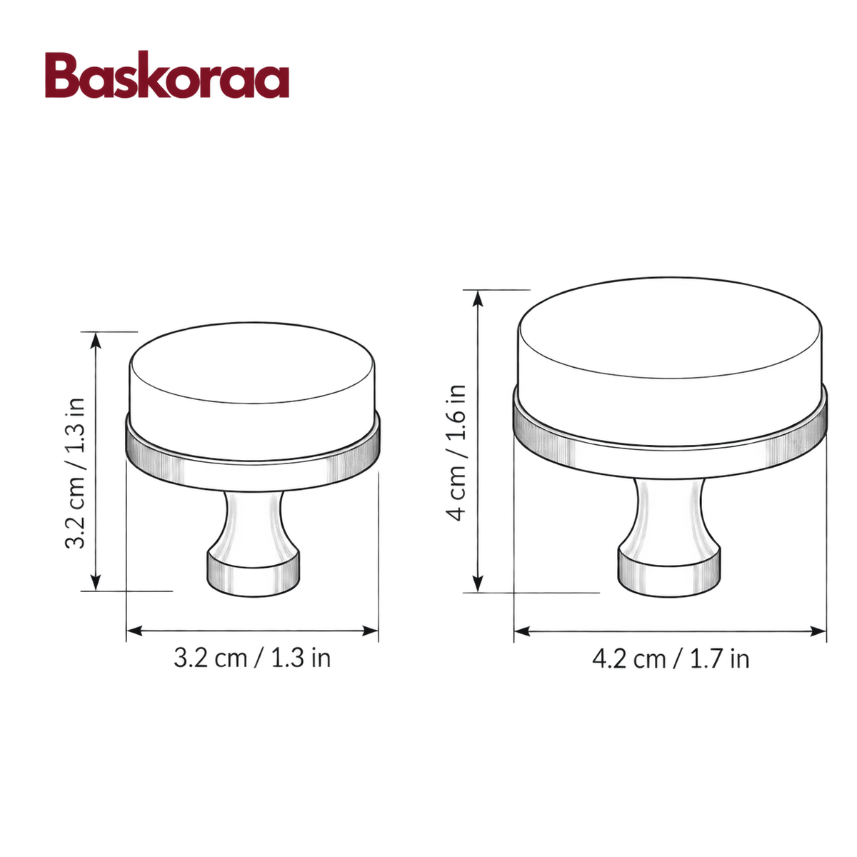 Pink crystal cabinet knobs architectural dimensions: 32 mm diameter with 32 mm projection and 42 mm diameter with 40 mm projection