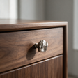 Santaya 63578.33-NB PVD nickel-silver brass cabinet knob installed on premium walnut cabinetry