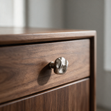 Santaya 63578.33-NB PVD nickel-silver brass cabinet knob installed on premium walnut cabinetry