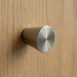Close-up detail of Santaya solid brushed nickel-silver brass cabinet handle