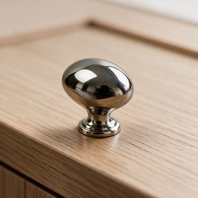 Close-up detail of Santaya PVD nickel-silver brass cabinet handle finish