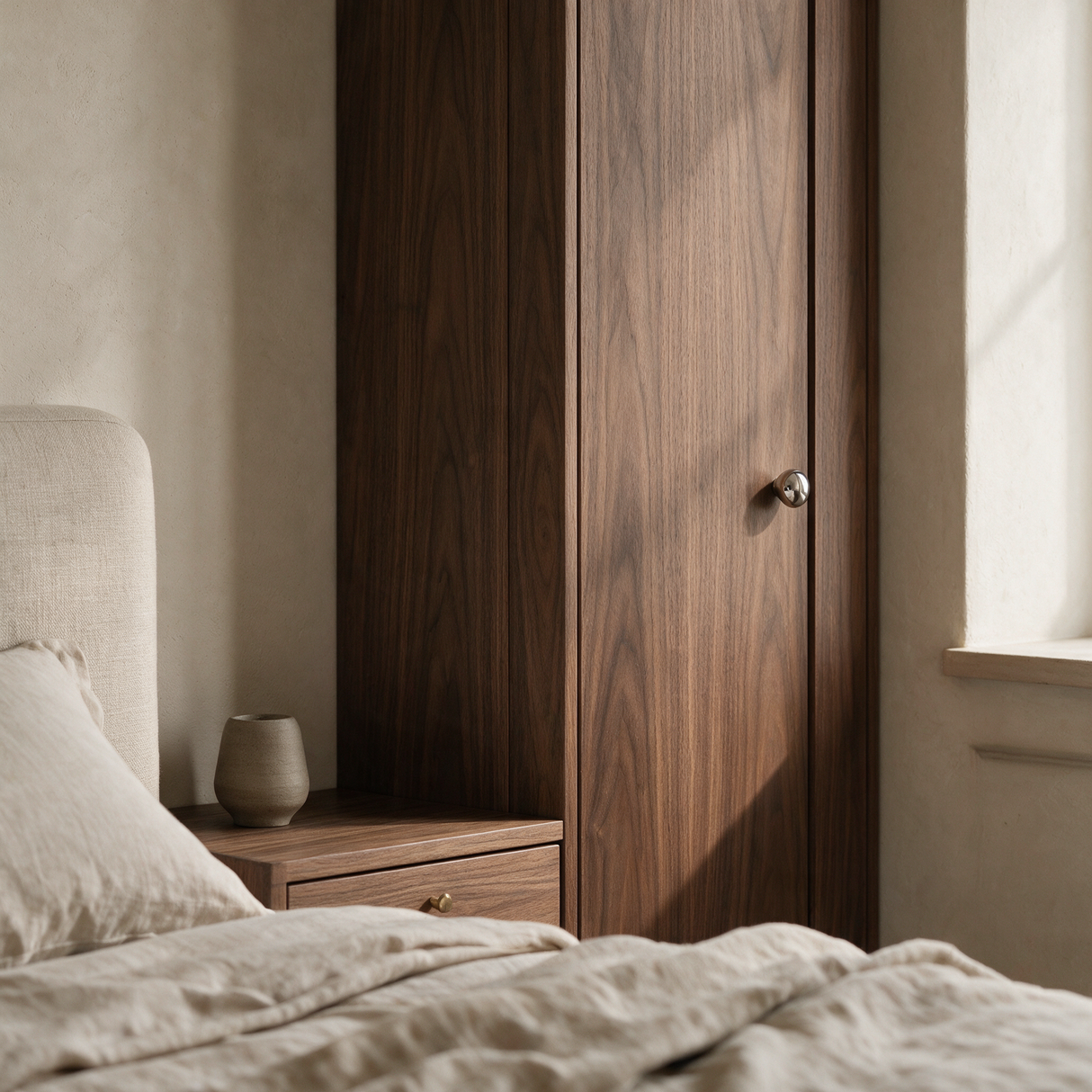 Santaya PVD nickel-silver brass furniture handle installed on luxury wardrobe joinery