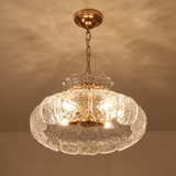 Solenne Ice Glass Chandelier – D50 cm – copper canopy and mounting detail
