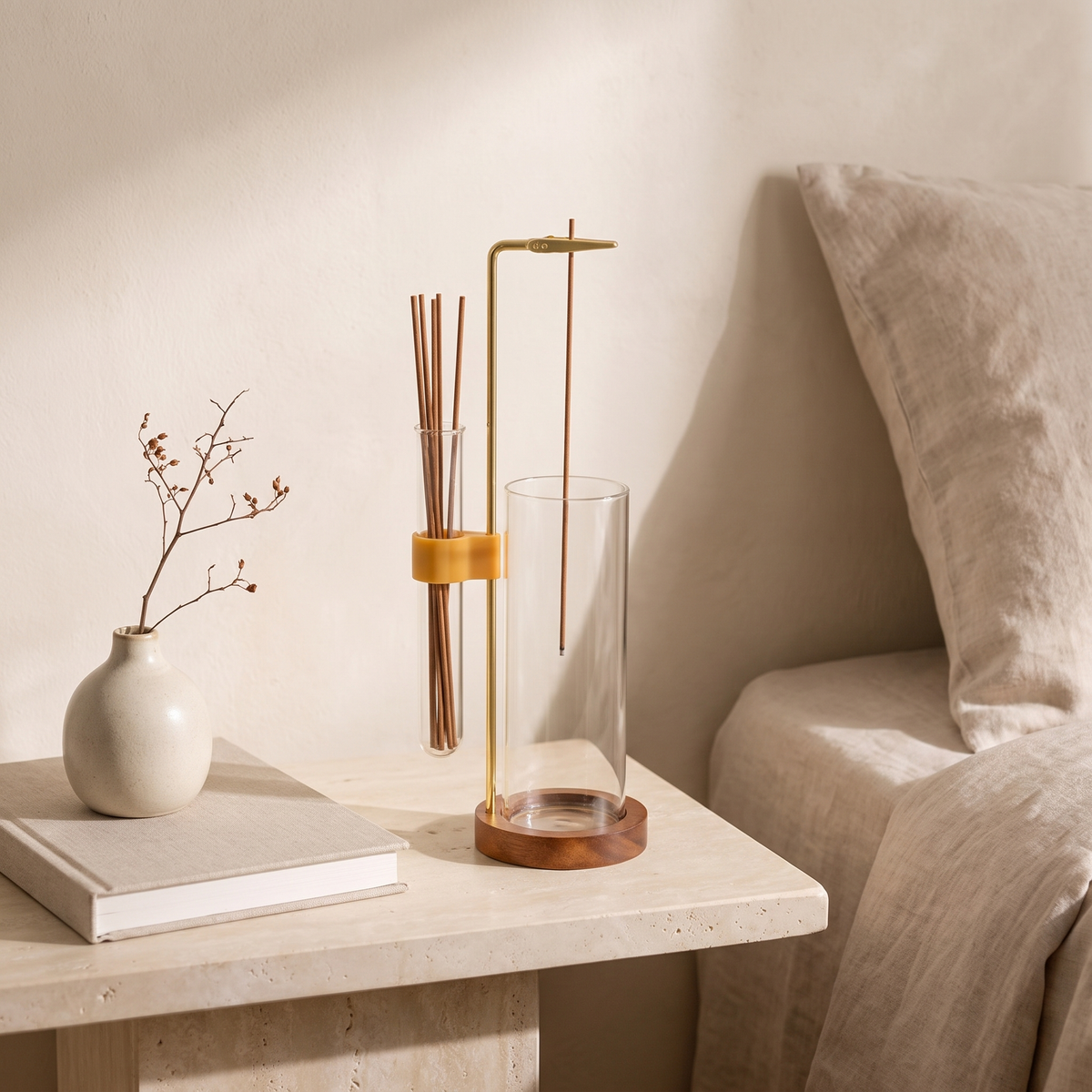 Sora Glass Incense Holder & Storage – 1set – calm bedroom console setting
