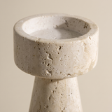Tavelle Travertine Pedestal Candle Holder – natural stone texture close-up